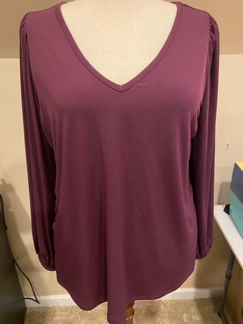 torrid V-Neck Long Sleeve Top in Plum